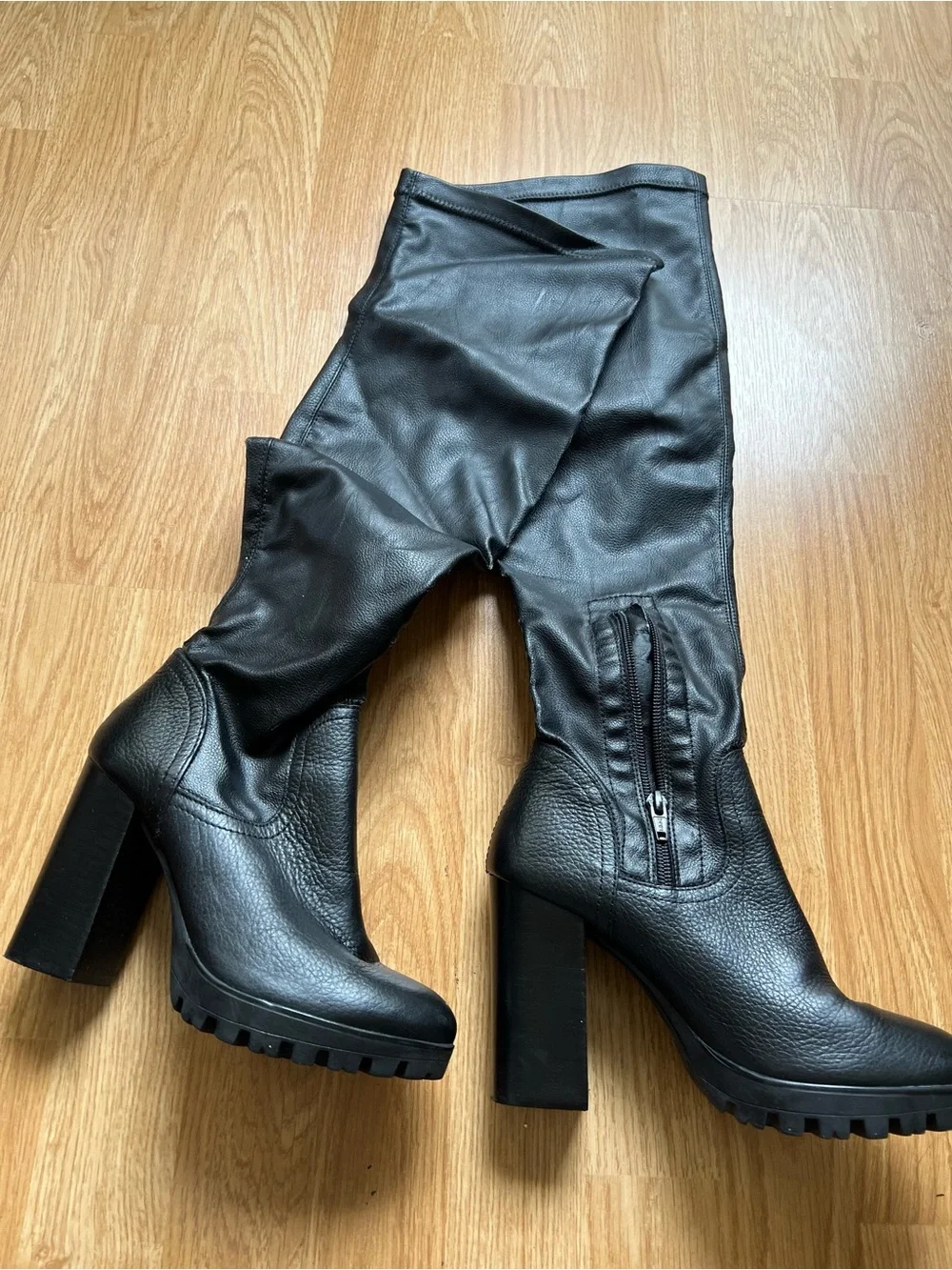 Steve Madden Black Over-the-Knee Chunky Heel Boots
